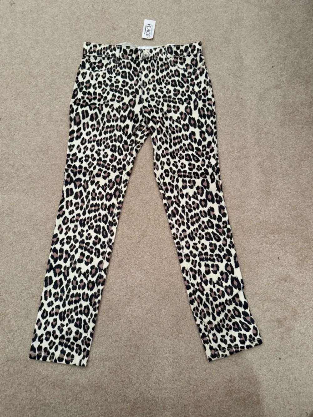 NWT Girls Leopard Print Skinny Jeans Size 10 Animal Print Sparkle Stretch Pants